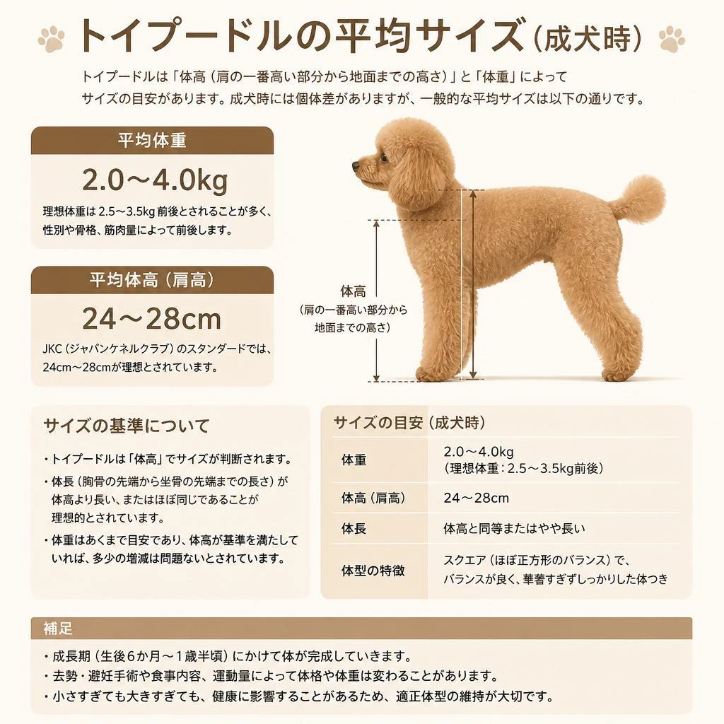 2. トイプードルの平均的な大きさ